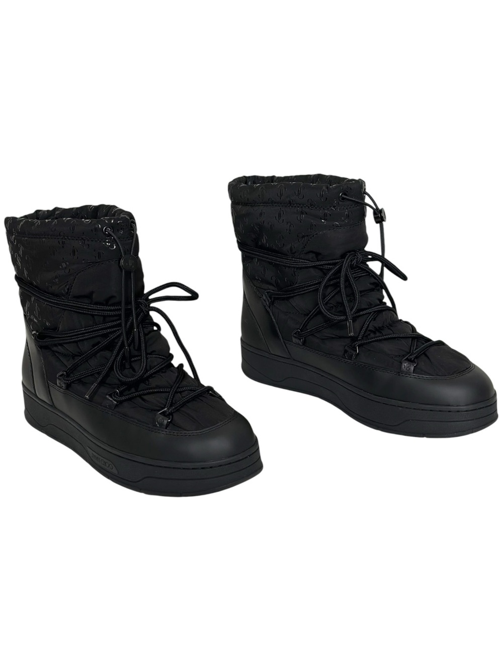 Jimmy Choo Black Wanaka Logo Shell Leather Snow Ankle Boots size 40.5 US 10.5